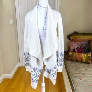 Lauren Ralph Lauren Cardigan Sweater Ivory Fair Isle Wool Blend (S)